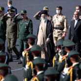 Supreme Leader Ayatollah Ali Khamenei meets armed forces cadets in Tehran, Iran.