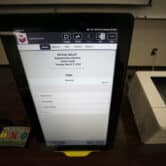 A sample ballot is displayed on the screen of a device using the Dominion Voting system.