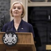 Britain's Prime Minister Liz Truss announces her resignation