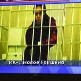Brittney Griner appears via video link in a Russian courtroom.