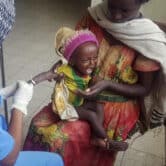 A baby is treated for malnutrition in Tigray, Ethiopia.