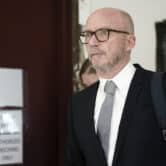 Paul Haggis exits a courtroom in New York.