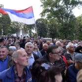 People protest against alleged election fraud in Bosnia-Herzegovina.