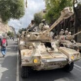 Army tank on Mexico City street
