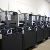 Affidavit printers are lined up at the Maricopa County Elections Department in Phoenix.