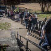 Early voters wait in line in Atlanta