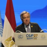Antonio Guterres speaks during a climate summit in Egypt.
