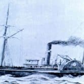 A sketch of an old paddle ship.