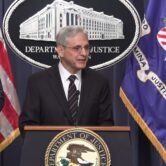 Attorney General Merrick Garland at press conference.