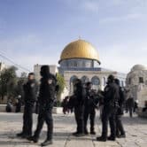 Israeli police secure the Al-Aqsa Mosque compound in the Old City of Jerusalem.