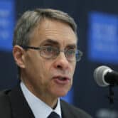 Kenneth Roth speaks during a news conference in South Korea.