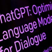 Purple text from the ChatGPT page on OpenAI's website.