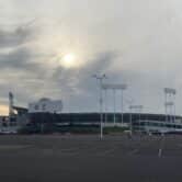 The Oakland Coliseum seen from the parking lot in Calif.