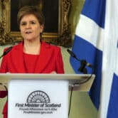 Scottish First Minister Nicola Sturgeon speaks during a press conference announcing her resignation.