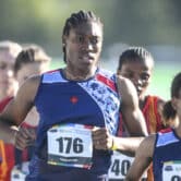 Caster Semenya runs in a 5,000-meter race at the South African national championships.