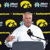 University of Iowa Athletic Director Gary Barta speaks during a news conference.
