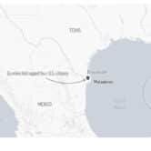 The words "Gunmen kidnapped four U.S. citizens" are superimposed on a map of Mexico, with an arrow pointing toward Matamoros.