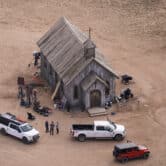 An aerial photo of the movie set for "Rust."