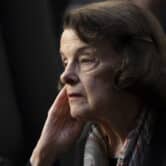 Dianne Feinstein sits during a Senate committee hearing.