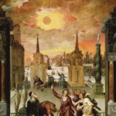 A medieval painting depicting an eclipse.