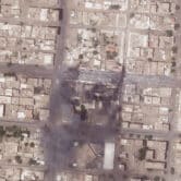 A satellite photo showing fires in Khartoum, Sudan.