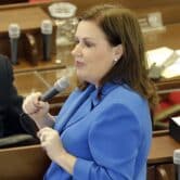 North Carolina state Representative Tricia Cotham on the House floor.