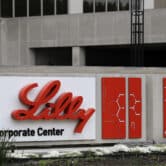 A sign for Eli Lilly and Co. outside the company's headquarters.
