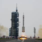 A Long March rocket lifts off from the Jiuquan Satellite Launch Center.