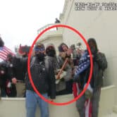 A red circle has been around Peter Schwartz in an image from body camera video from the Jan. 6 Capitol riot.