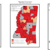maps showing the implementation of mississippi's e-filing system as of May 2023