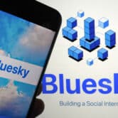 The home screen for the app Bluesky is displayed on a smartphone.