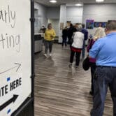 People wait to vote in a polling location in Georgia.