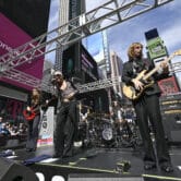 The rock band Måneskin performs in Times Square.