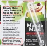 The label of Minute Maid juice boxes, it says "Minute Maid Juice Boxes are Good for You"