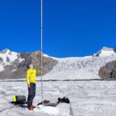 Scientist measures glacier ice loss in Switzerland