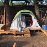 A tent near a fence in San Rafael, California