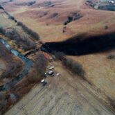 Drone photo shows the area where the ruptured Keystone pipeline dumped oil into a creek